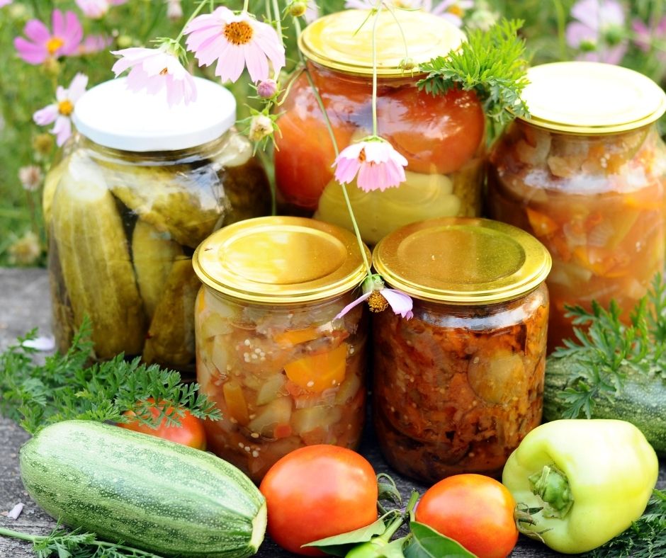 canning jars with dried fruit